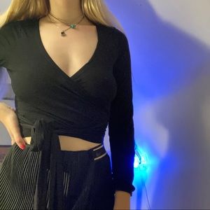 wrap long sleeve blouse